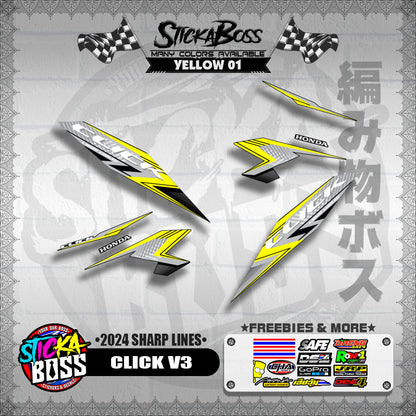 CLICK V3 DECALS ( 2024 SHARP LINES )【WITH FREEBIES】