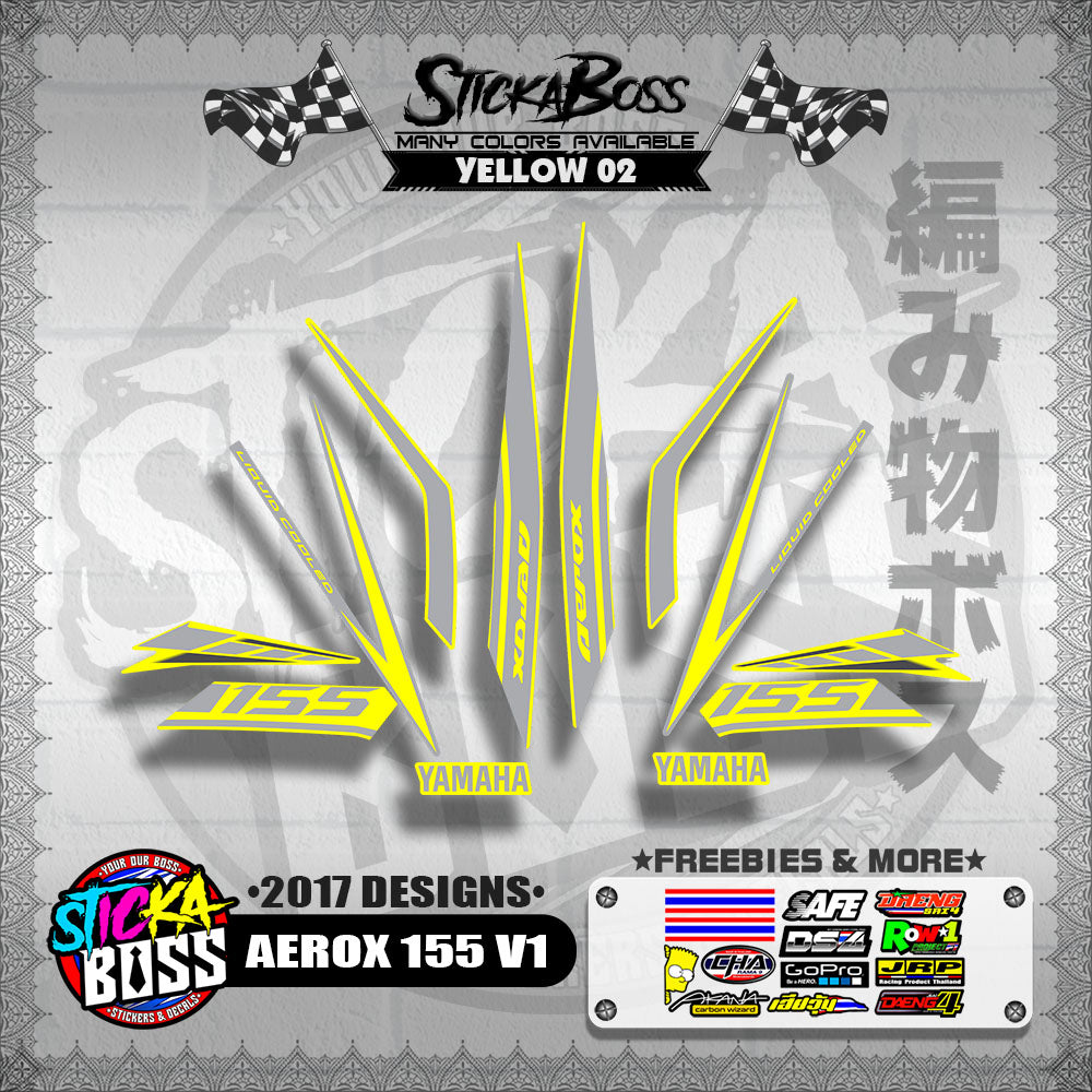 AEROX 155 V1 STOCK DECALS ( 2017 DESIGNS ) 【WITH FREEBIES】