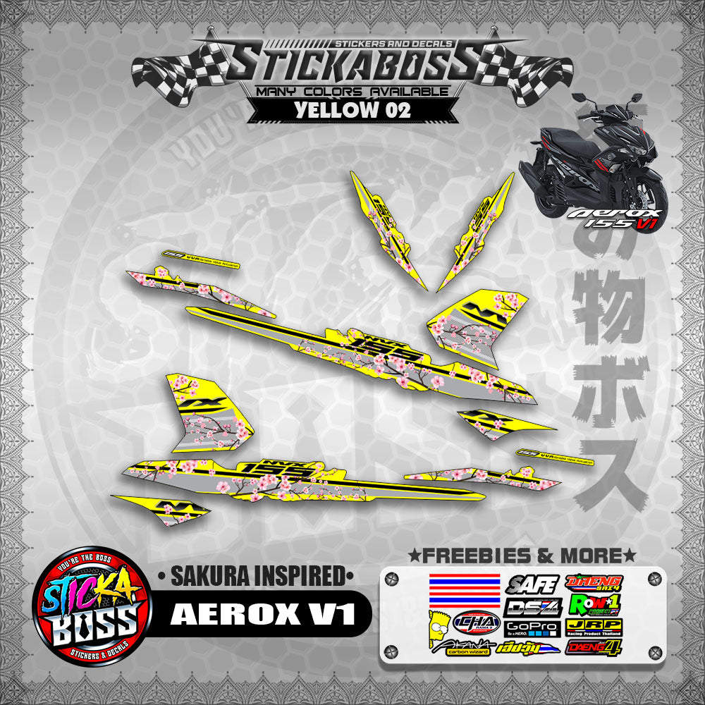 AEROX V1 STICKER DECALS ( SAKURA INSPIRED )【WITH FREEBIES】
