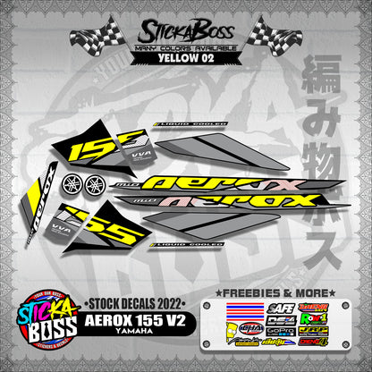 AEROX 155 V2 ( STOCK DECALS 2022 )【WITH FREEBIES】
