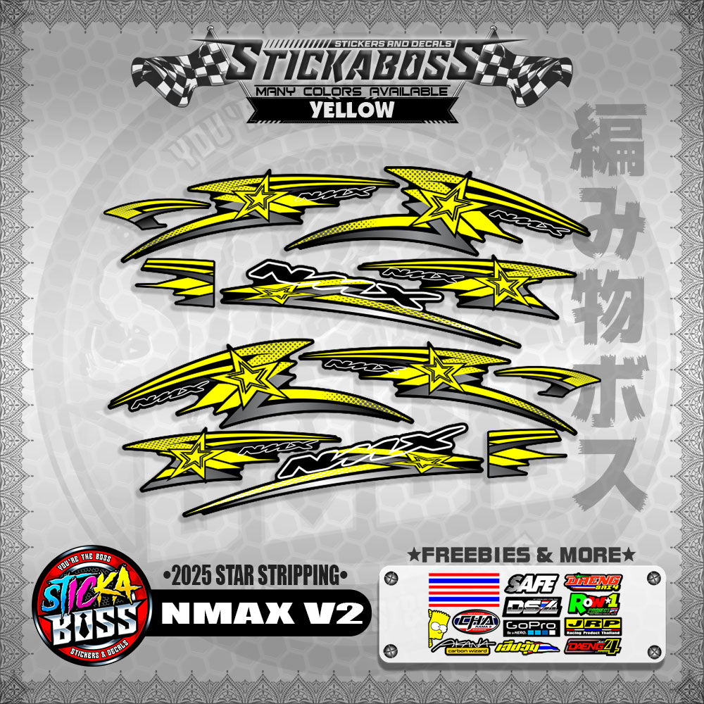NMAX V2 STICKER DECALS ( 2025 STAR STRIPPING )【WITH FREEBIES】