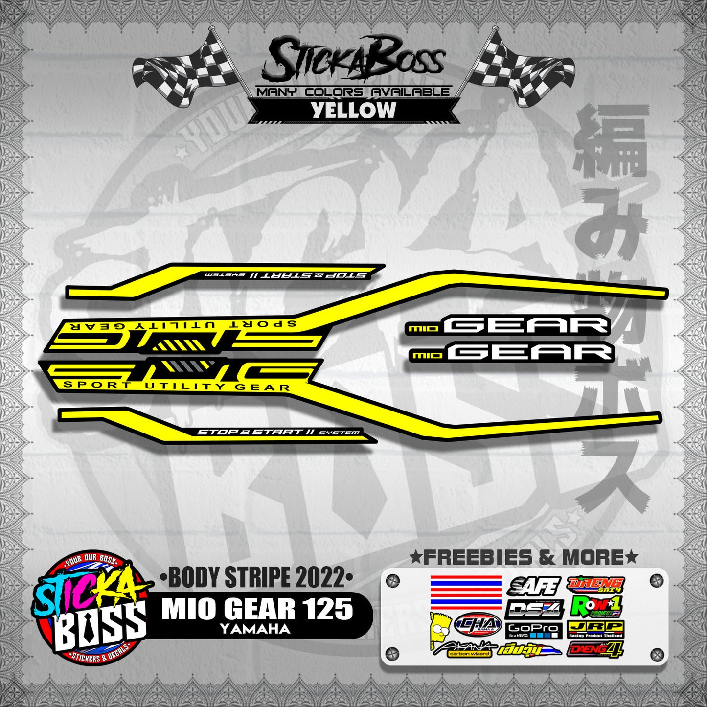 MIO GEAR 125 DECALS ( BODY STRIPE 2022 )【WITH FREEBIES】