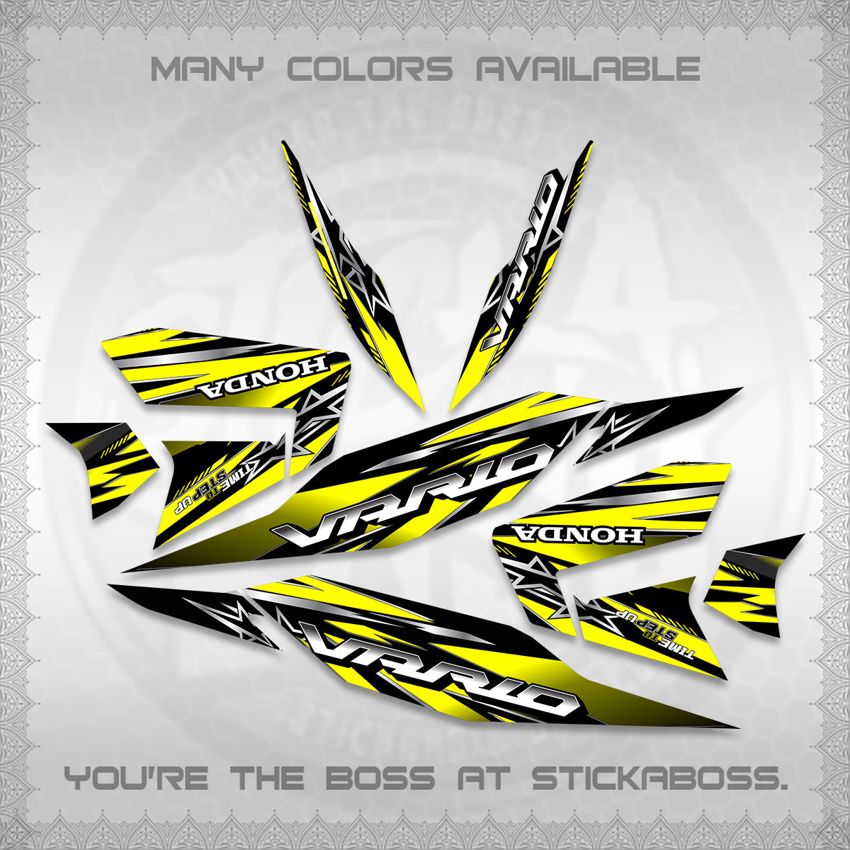 CLICK 125 V4 VARIO DECALS (2026 BLACK STAR DESIGN) STICKER DECALS By STICKABOSS