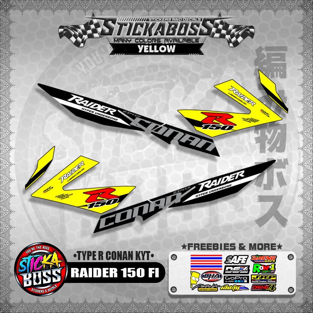 RAIDER 150 FI DECALS ( TYPE R CONAN KYT ) 【WITH FREEBIES】
