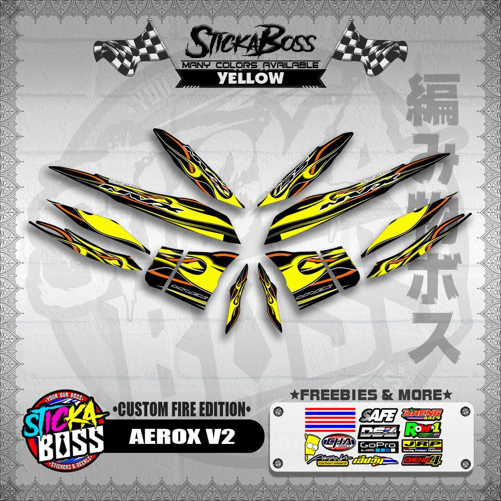 AEROX V2 DECALS ( CUSTOM FIRE EDITION )【WITH FREEBIES】