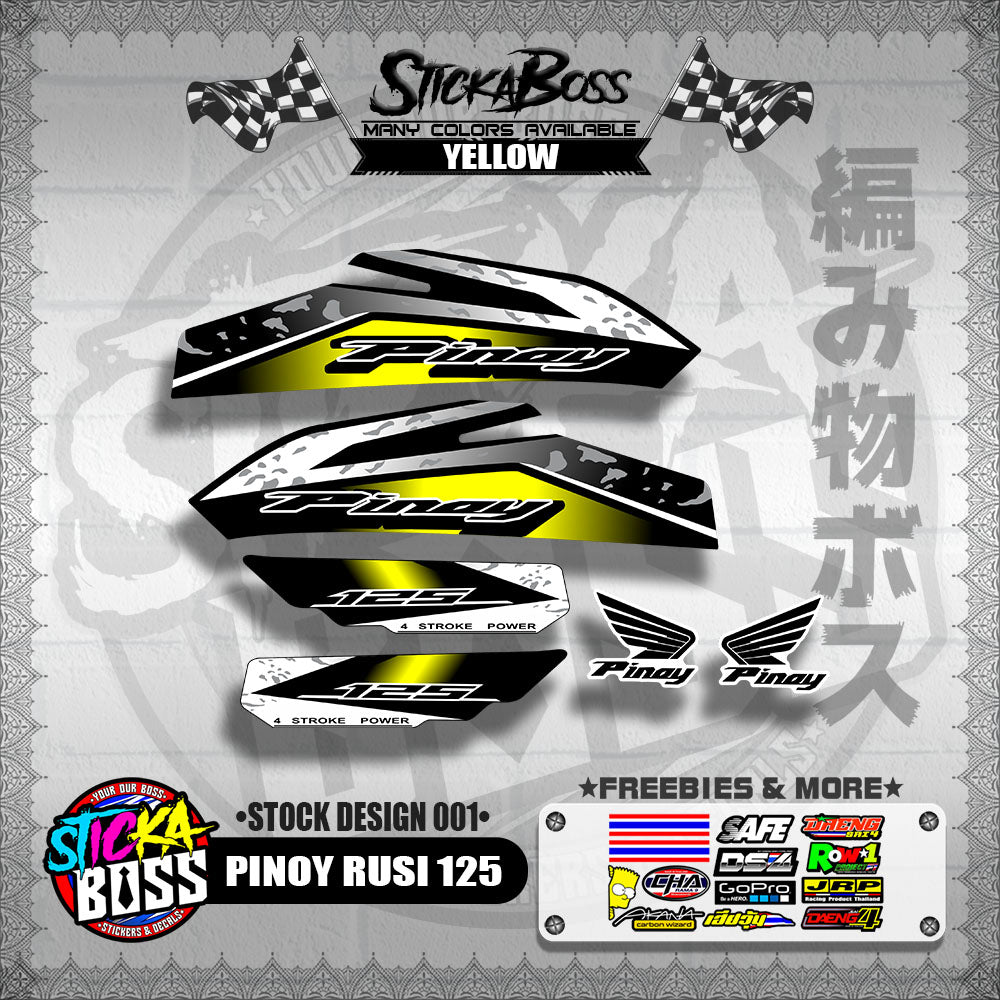 PINOY RUSI 125 DECALS ( STOCK DESIGN 001 )【WITH FREEBIES】