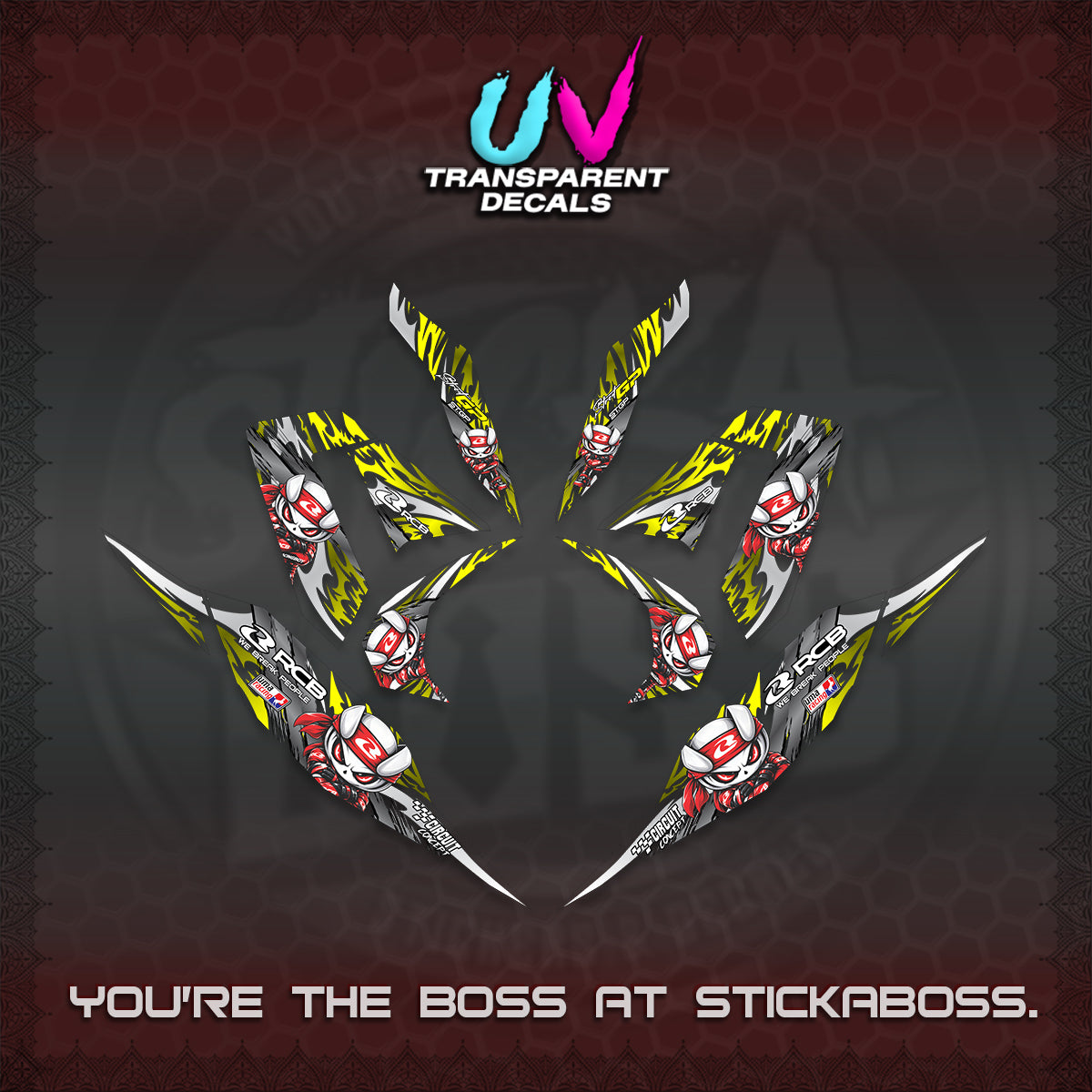 CLICK 125 V4 UV TRANSPARENT DECALS (2026 NEW RCB 2.0 DESIGN) STICKER KITS BY STICKABOSS