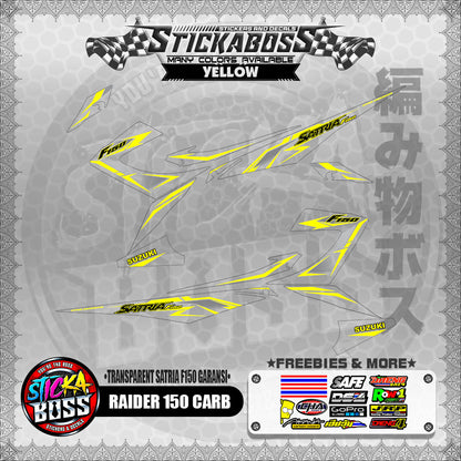 【PREMIUM UV PRINT】TRANSPARENT RAIDER 150 CARB DECALS ( SATRIA F150 GARANSI )【WITH FREEBIES】