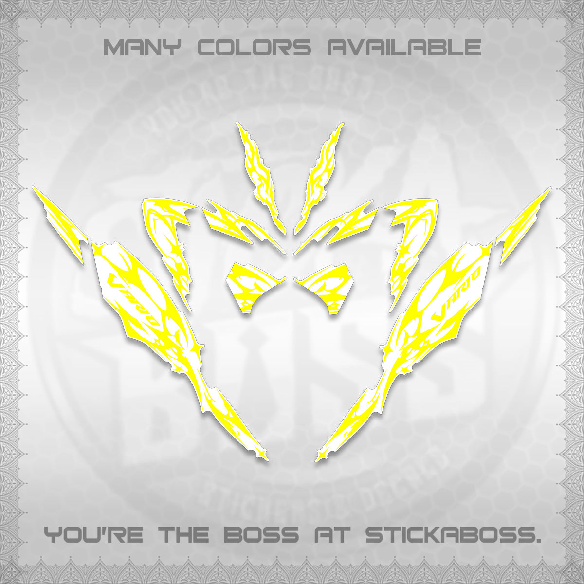 CLICK 125 V4 VARIO FOR WHITE DECALS (2026 TRIBAL LIGHTNING DESIGN) STICKER KITS BY STICKABOSS