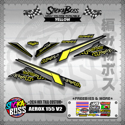 AEROX 155 V2 DECALS ( 2024 NVX THAI CUSTOM )【WITH FREEBIES】