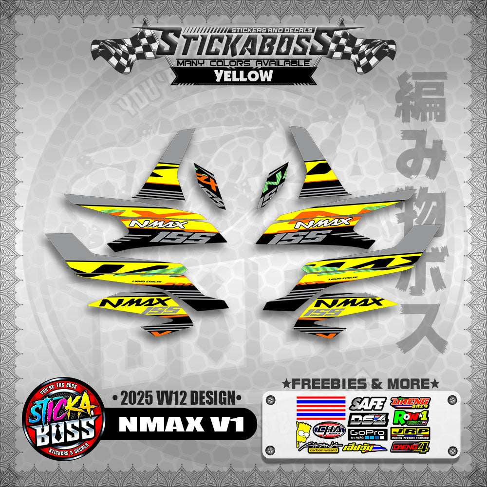 NMAX V1 MALAYSIAN STICKER DECALS ( 2025 VV12 DESIGN )【WITH FREEBIES】