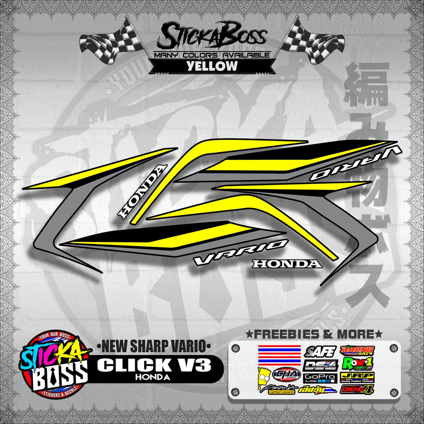 CLICK V3 DECALS ( NEW SHARP VARIO )【WITH FREEBIES】