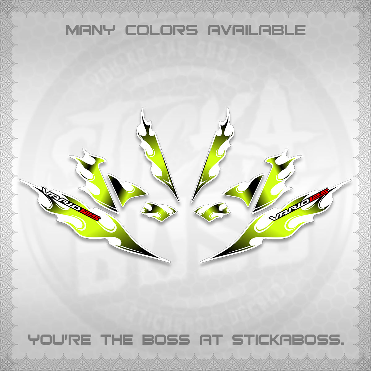 CLICK 125 V4 FOR WHITE VARIO DECALS (2026 MOTIF FLAME 1 TONE)STICKER DECALS By STICKABOSS