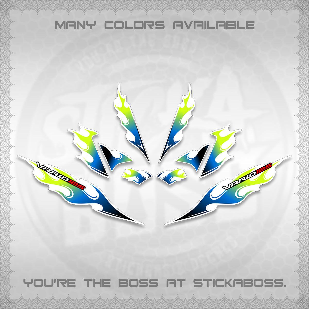 CLICK 125 V4 FOR WHITE VARIO DECALS (2026 MOTIF FLAME 2 TONE)STICKER DECALS By STICKABOSS