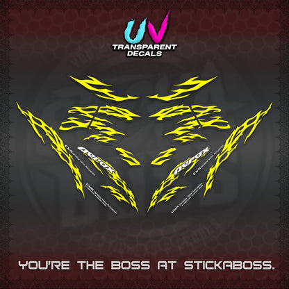 AEROX 155 V2 UV TRANSPARENT DECALS (2026 TRIBAL LIGHTNING DESIGN) STICKER KITS BY STICKABOSS