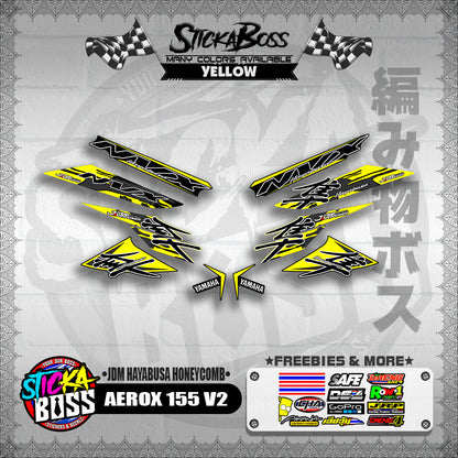 AEROX 155 V2 DECALS ( JDM HAYABUSA HONEYCOMB )【WITH FREEBIES】