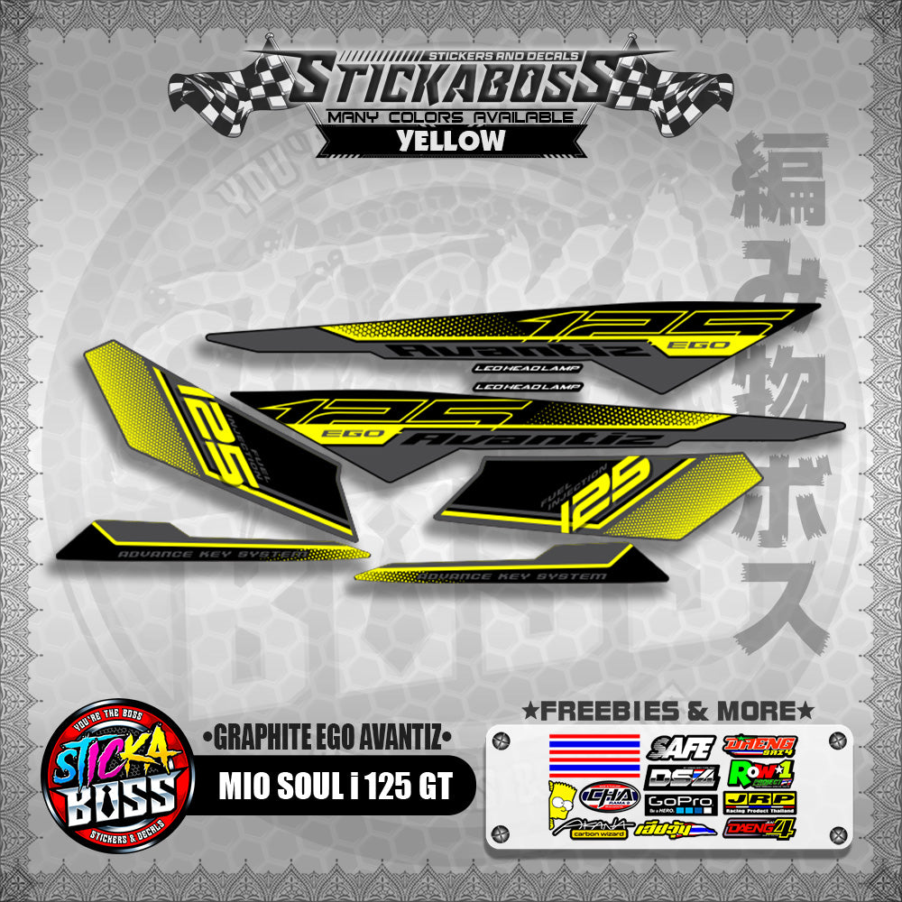 MIO SOUL I 125 GT STICKER DECALS ( GRAPHITE EGO AVANTIZ )【WITH FREEBIES】