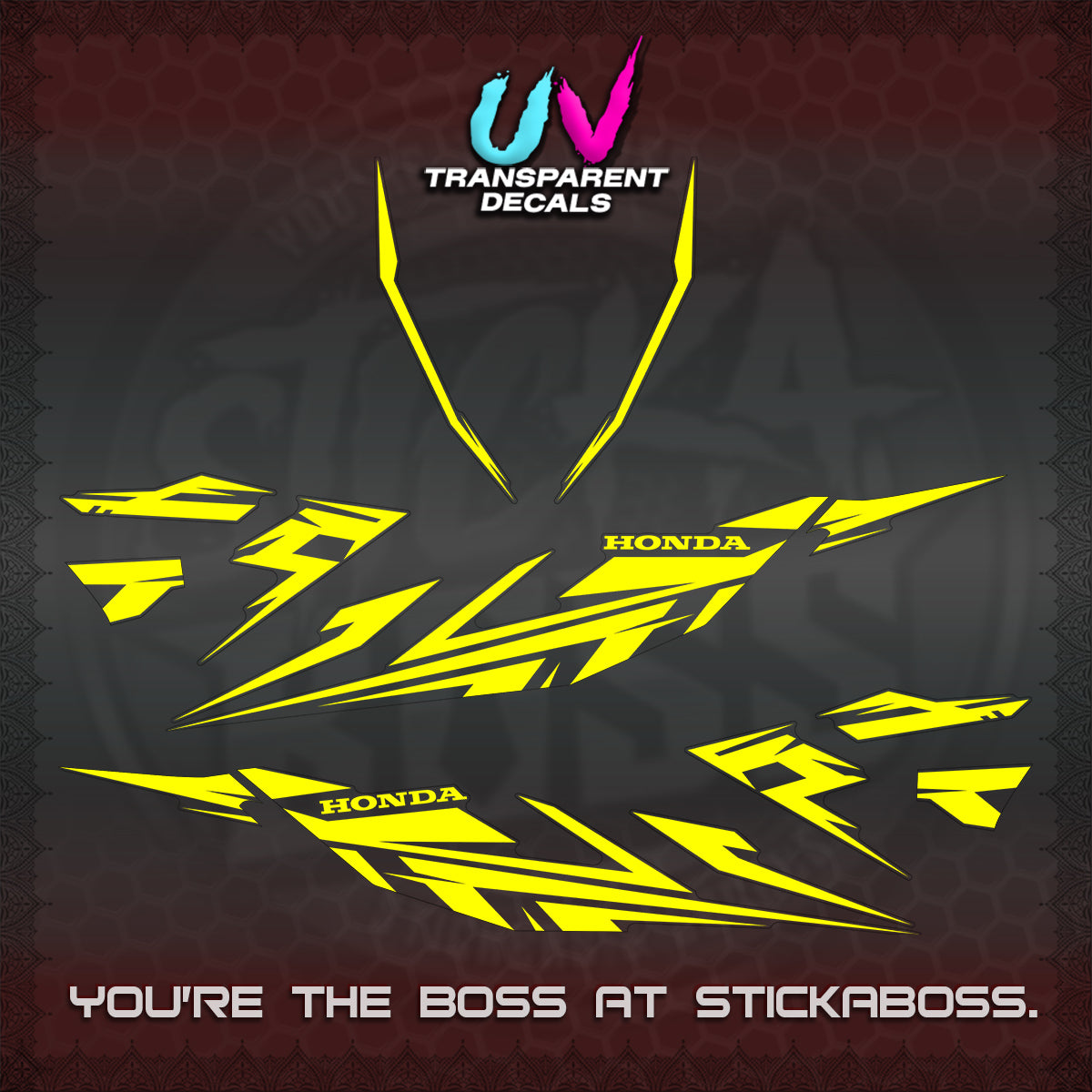 CLICK 125 V4 UV TRANSPARENT DECALS (2026 MINIMAL 001 DESIGN)STICKER DECALS By STICKABOSS