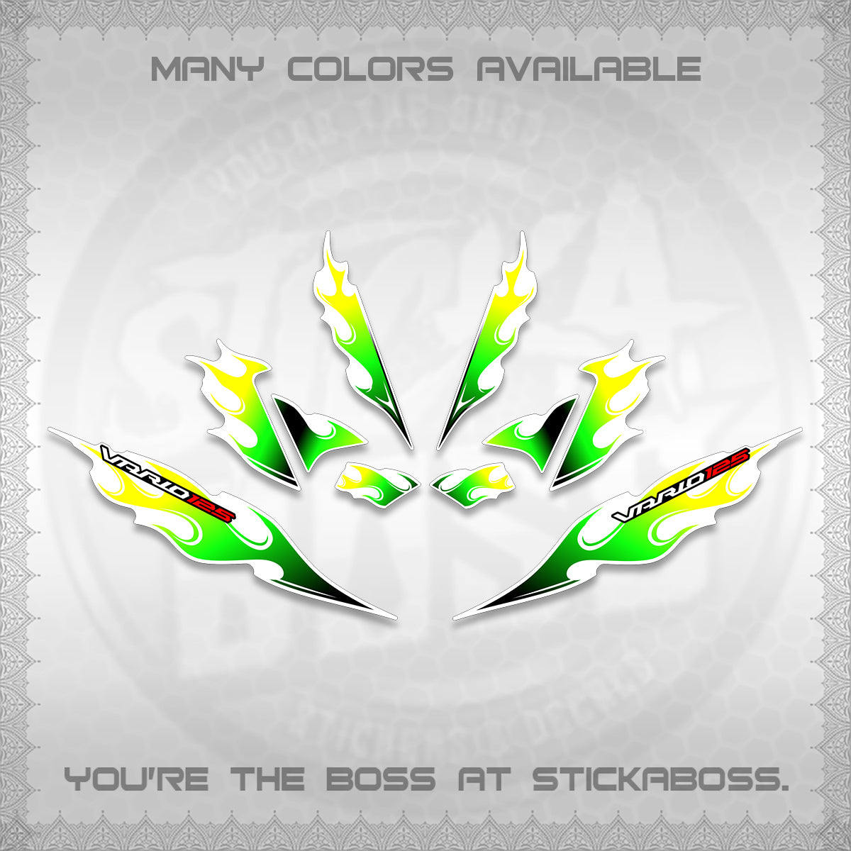 CLICK 125 V4 FOR WHITE VARIO DECALS (2026 MOTIF FLAME 2 TONE)STICKER DECALS By STICKABOSS