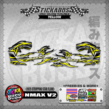NMAX V2 STICKER DECALS ( 2025 STRIPPING STAR FLAME )【WITH FREEBIES】