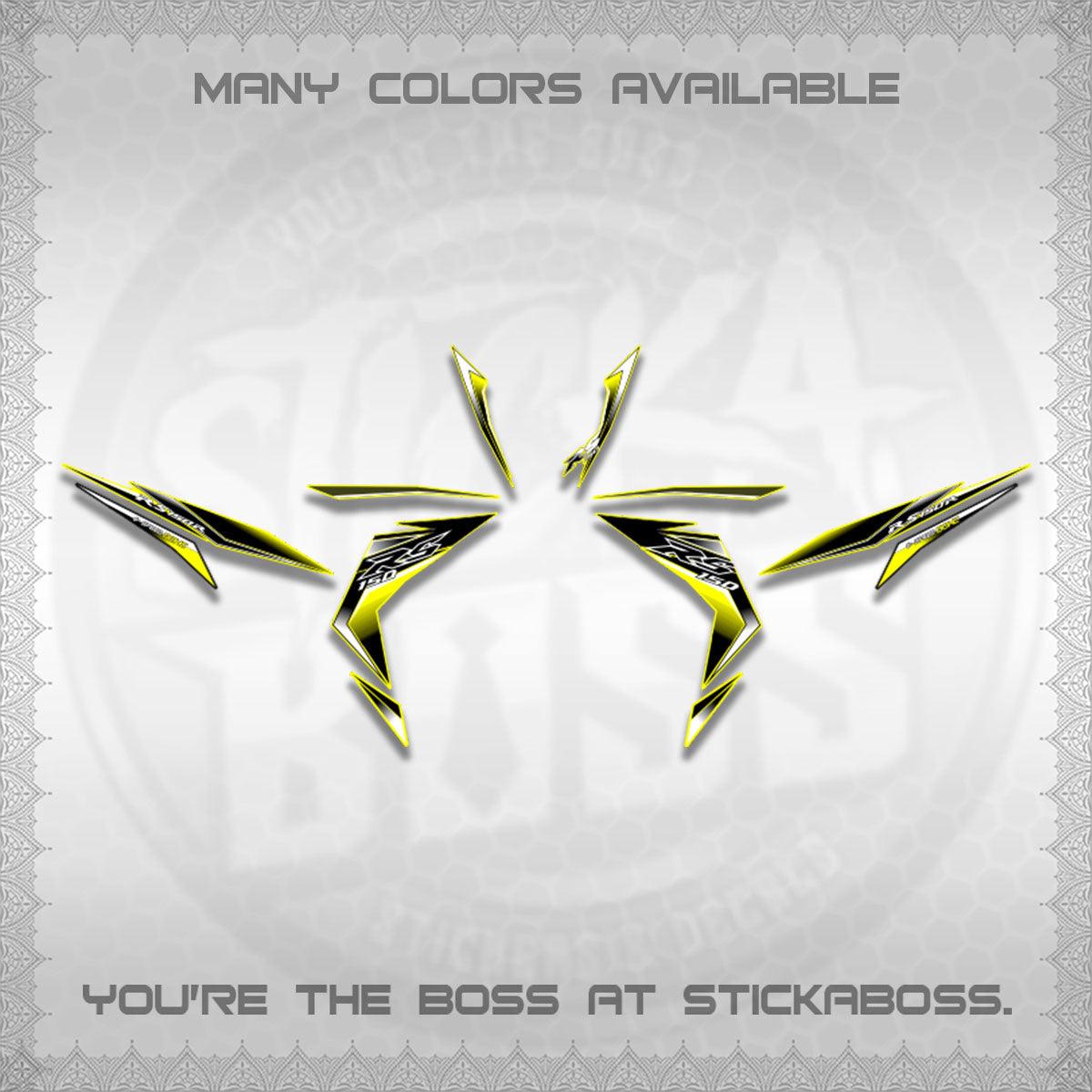 WINNER 150 V1 DECALS (GTR 150 RS PATTERN)STICKER DECALS By STICKABOSS