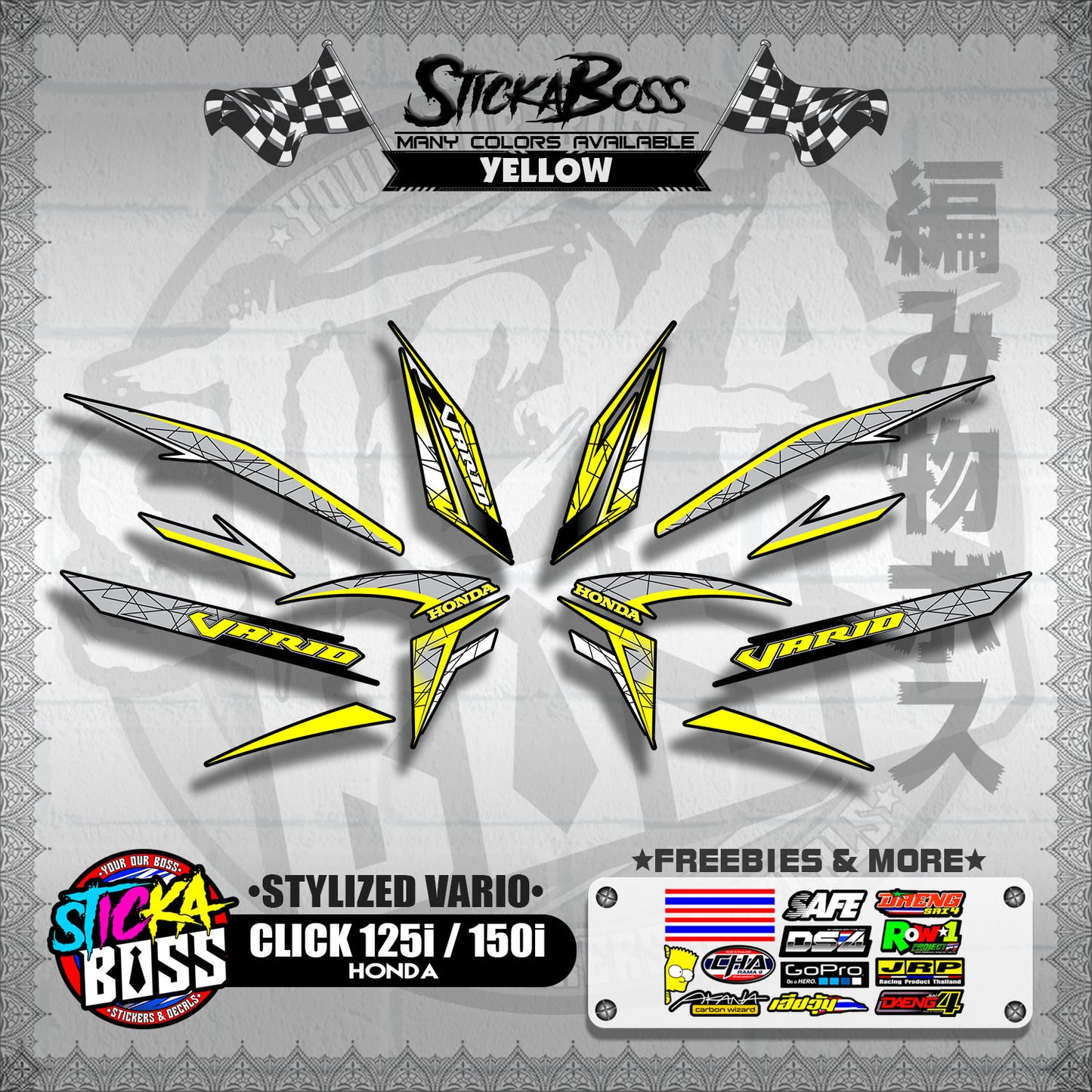 CLICK 125i / 150i V2 DECALS ( STYLIZED VARIO )【WITH FREEBIES】