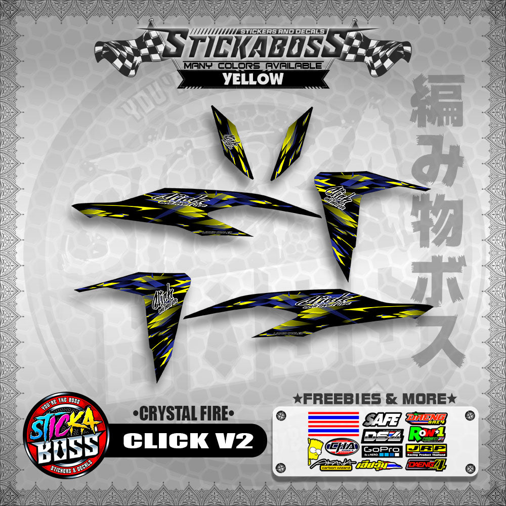 CLICK V2 STICKER DECALS ( CRYSTAL FIRE )【WITH FREEBIES】