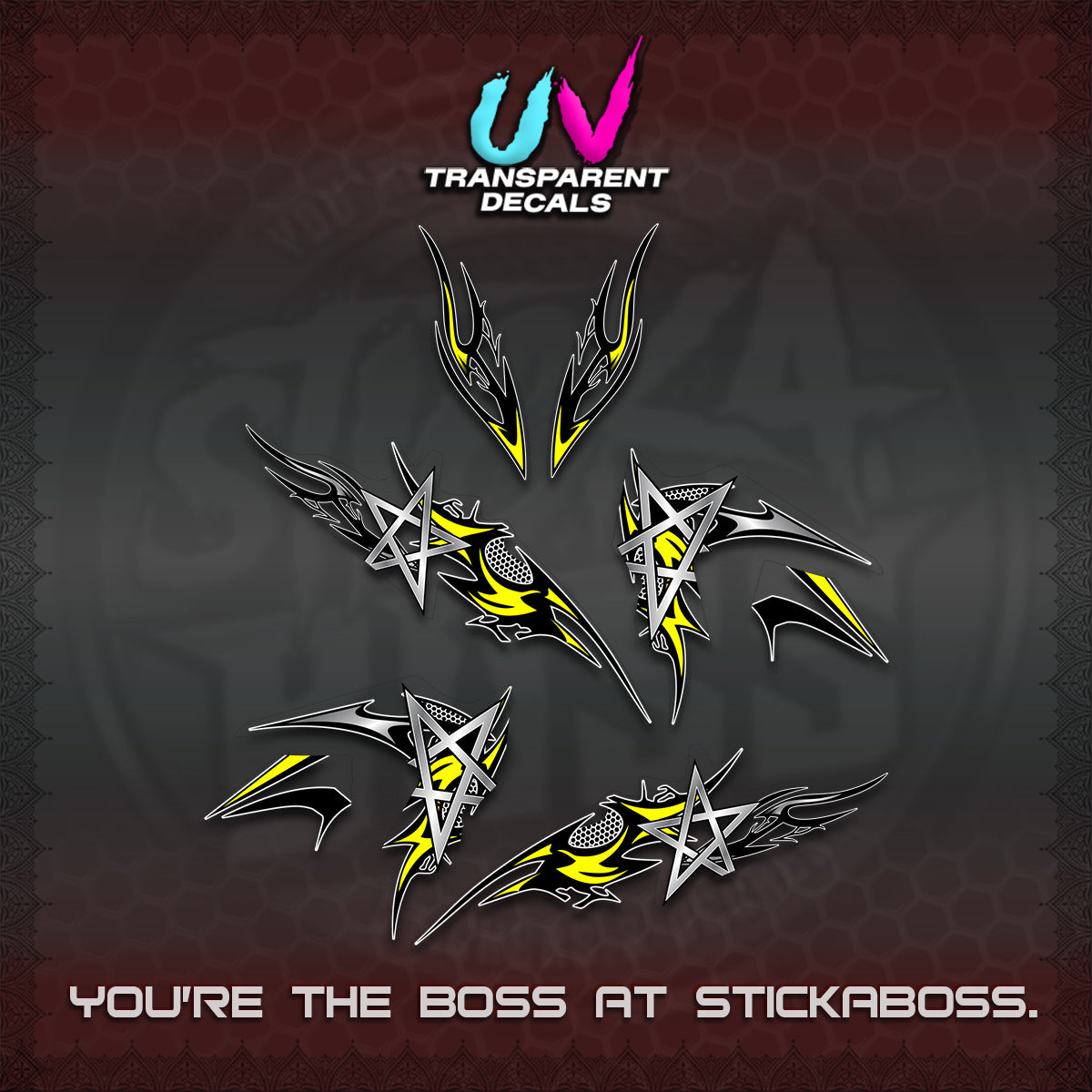 CLICK 125 V3 UV TRANSPARENT DECALS (2026 TRIVALY STAR DESIGN)STICKER DECALS By STICKABOSS