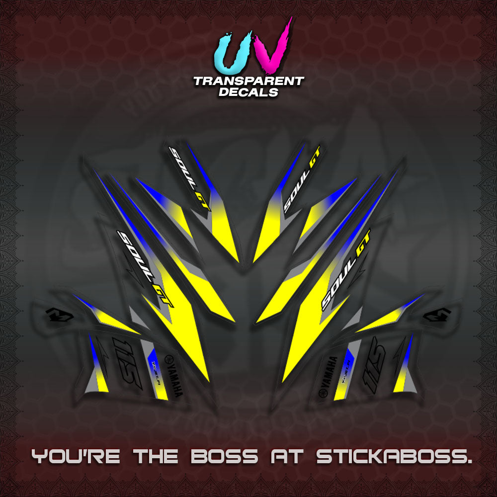 MIO SOUL I 115 GT INDO UV TRANSPARENT DECALS(0003 DESIGN)STICKER DECALS By STICKABOSS