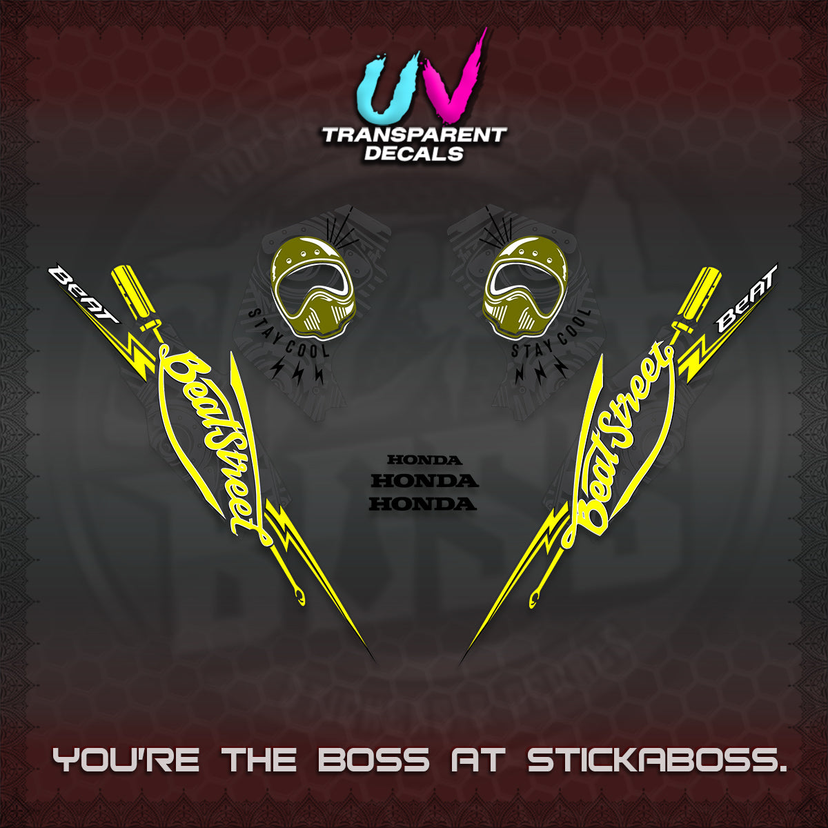 BEAT FI V2 UV TRANSPARENT DECALS (2026 BEATSTREET DESIGN) STICKER KITS BY STICKABOSS