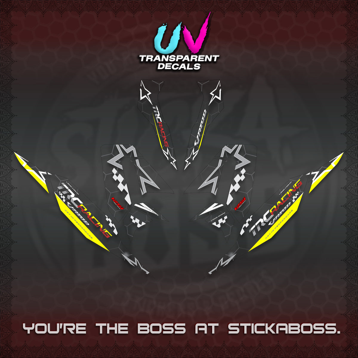 CLICK V4 UV TRANSPARENT DECALS (2026 TRC RACING DESIGN)STICKER KITS By STICKABOSS