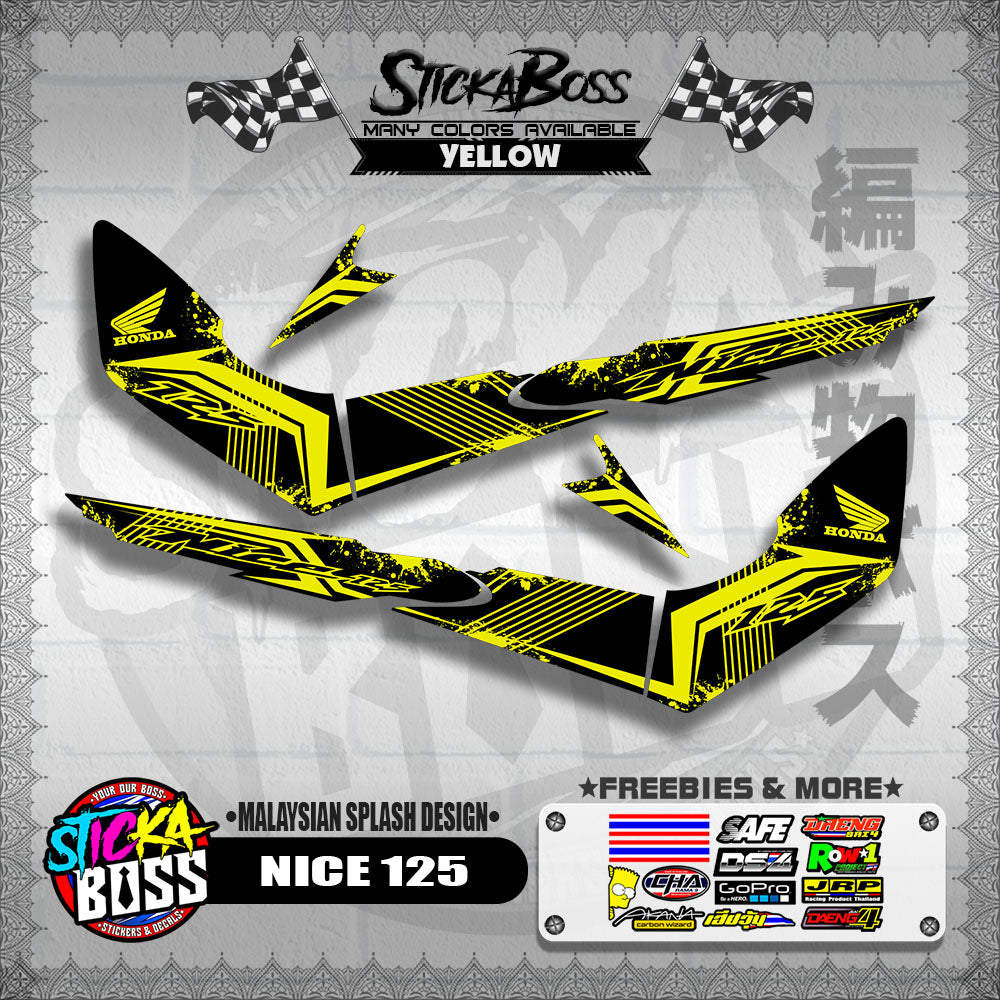 NICE 125 DECALS ( MALAYSIAN SPLASH DESIGN ) [ PREMIUM GLOSSY LAMINATED ]【WITH FREEBIES】