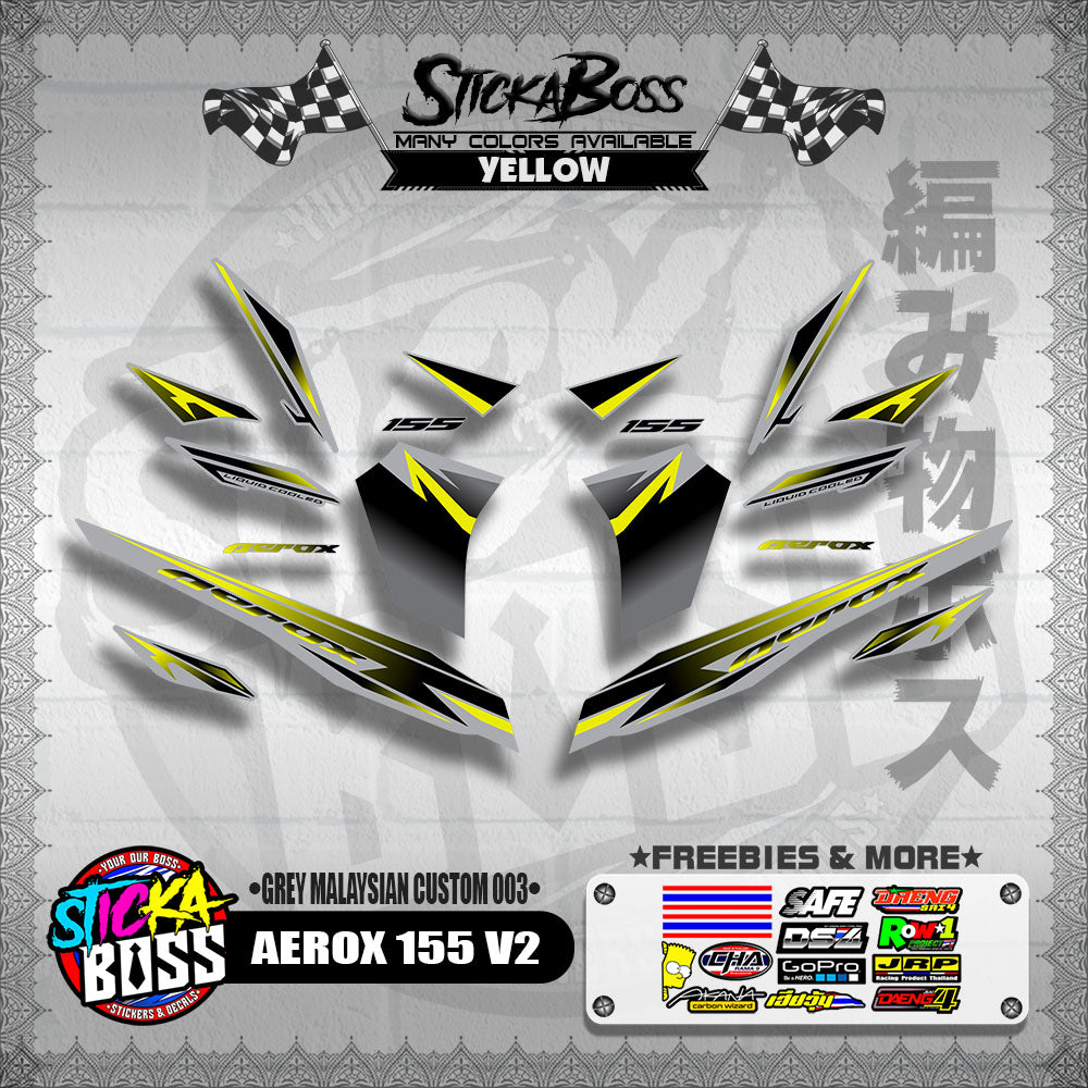AEROX 155 V2 DECALS ( GREY MALAYSIAN CUSTOM 003 )【WITH FREEBIES】