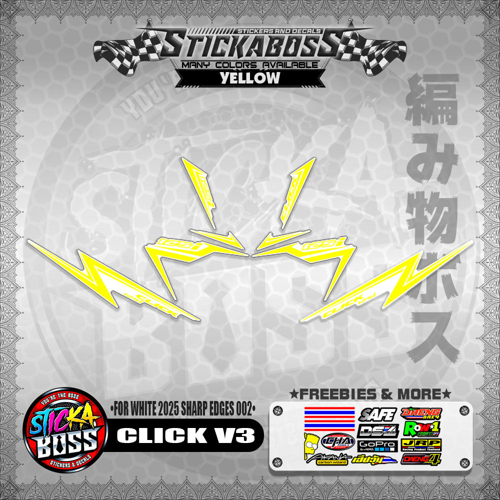 CLICK V3 INDO STICKER DECALS ( FOR WHITE 2025 SHARP EDGES 002 )【WITH FREEBIES】