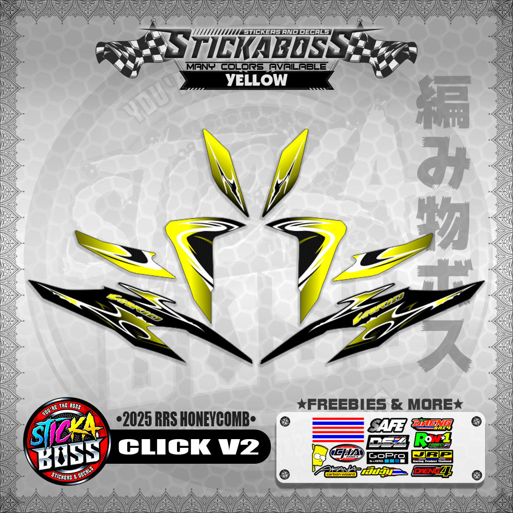 CLICK V2 INDO STICKER DECALS ( 2025 RRS HONEYCOMB )【WITH FREEBIES】