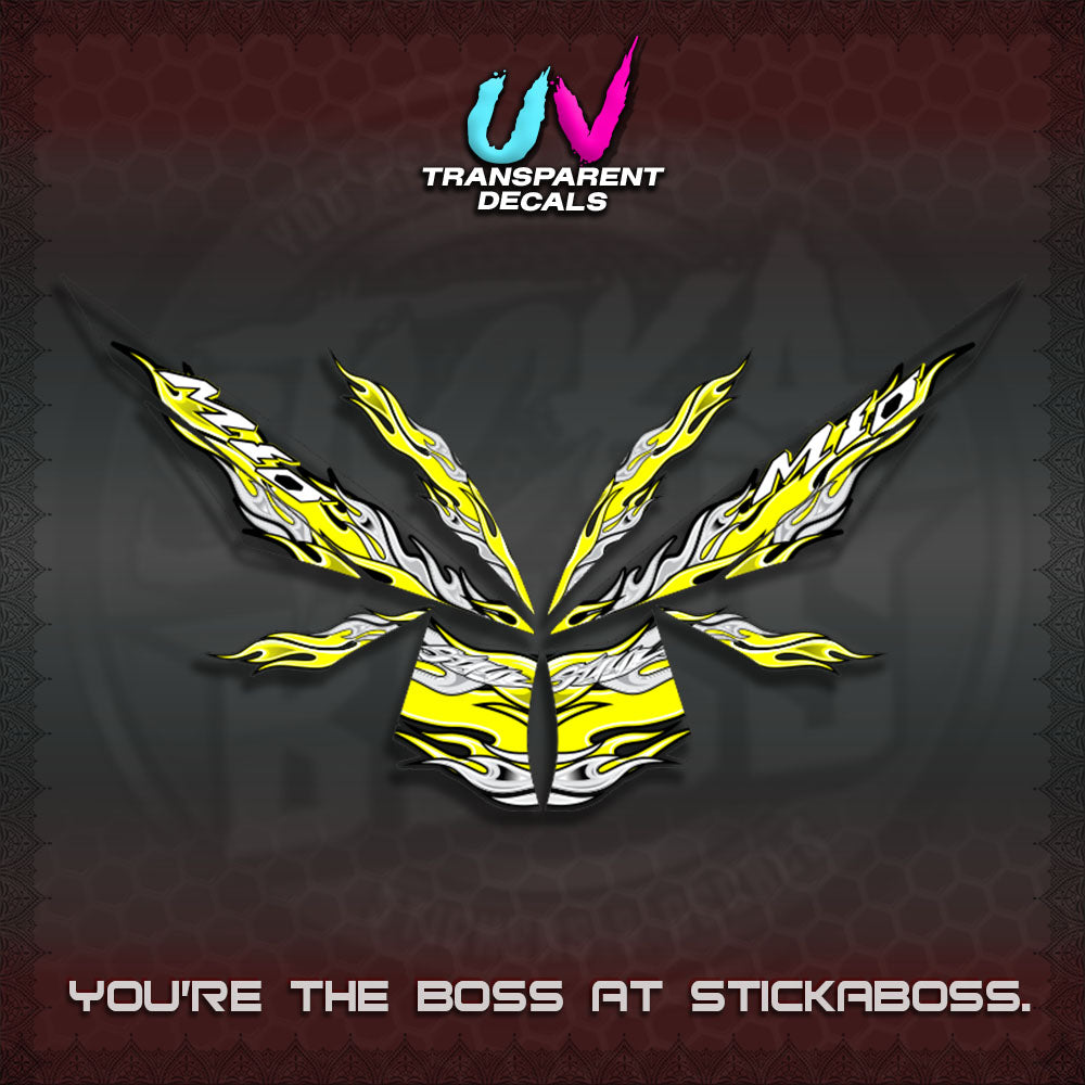 【PREMIUM UV PRINT】TRANSPARENT MIO 4  DECALS (FIRE CUSTOM 3 DESIGN)STICKER DECALS By STICKABOSS