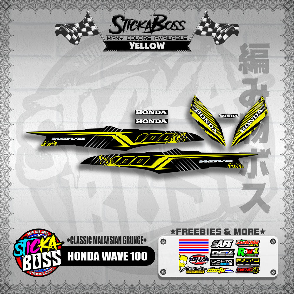 HONDA WAVE 100 DECALS ( CLASSIC MALAYSIAN GRUNGE )【WITH FREEBIES】