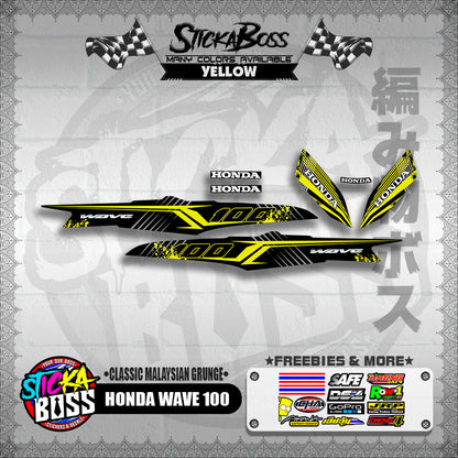 HONDA WAVE 100 DECALS ( CLASSIC MALAYSIAN GRUNGE )【WITH FREEBIES】