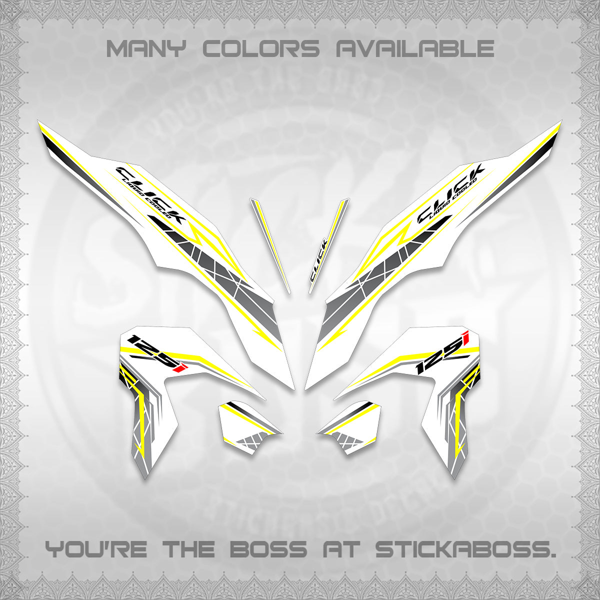 CLICK 125 V3 FOR WHITE DECALS (2023 SIMPLE STRIPE DESIGN) STICKER DECALS By STICKABOSS