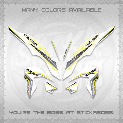 CLICK 125 V3 FOR WHITE DECALS (2023 SIMPLE STRIPE DESIGN) STICKER DECALS By STICKABOSS