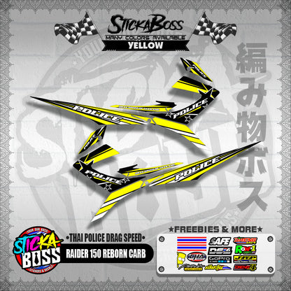 RAIDER 150 REBORN CARB DECALS ( THAI POLICE DRAG SPEED )【WITH FREEBIES】