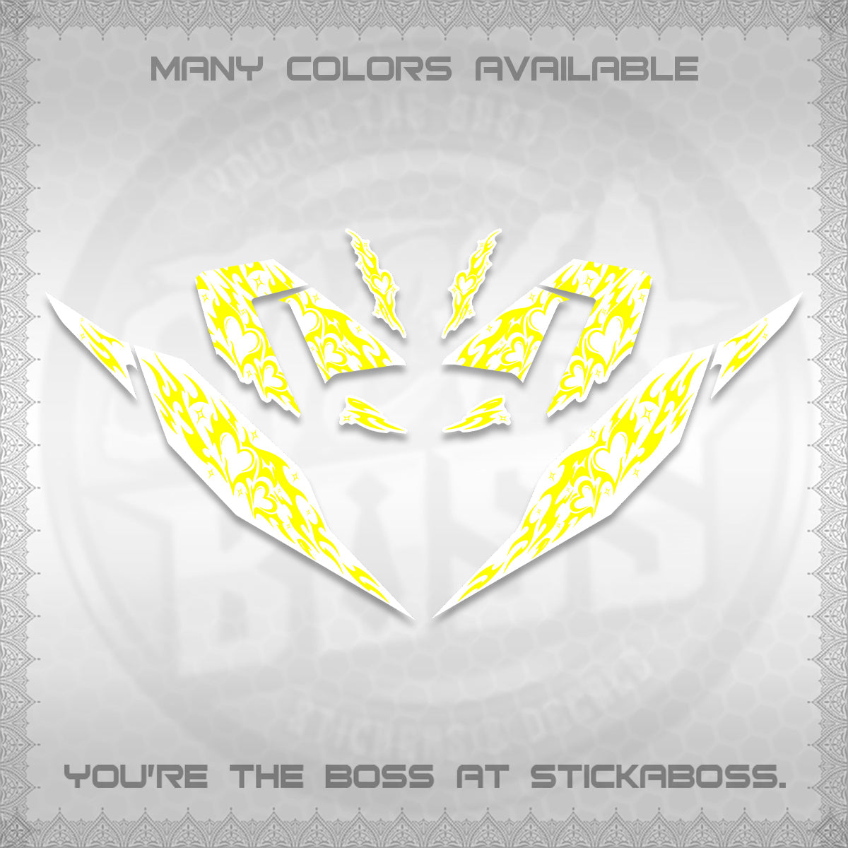 CLICK 125 V4 FOR WHITE DECALS (2026 TRIBAL HEART DESIGN) STICKER KITS BY STICKABOSS