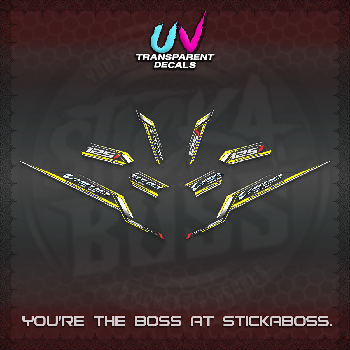CLICK V3 VARIO STRIPING UV TRANSPARENT DECALS (2026 SPORTS RACE DESIGN) STICKER KITS BY STICKABOSS