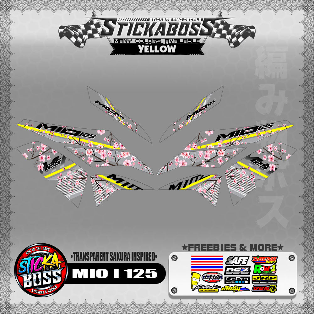 【PREMIUM UV PRINT】TRANSPARENT MIO I 125 STICKER DECALS ( SAKURA INSPIRED )【WITH FREEBIES】