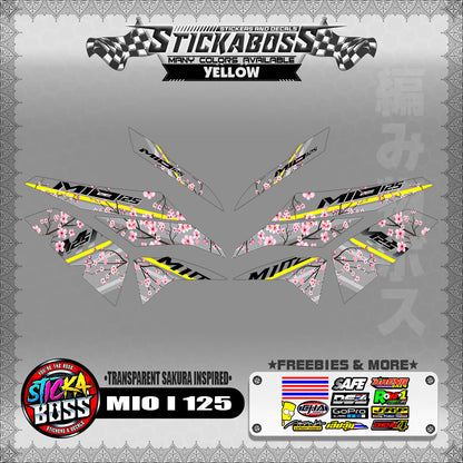 【PREMIUM UV PRINT】TRANSPARENT MIO I 125 STICKER DECALS ( SAKURA INSPIRED )【WITH FREEBIES】