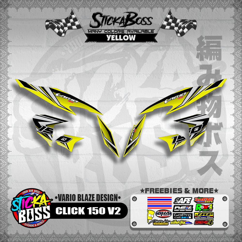 CLICK 150 V2 DECALS ( VARIO BLAZE DESIGN )【WITH FREEBIES】