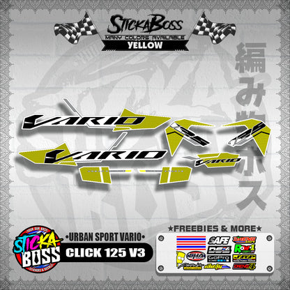 CLICK 125 V3 DECALS ( URBAN SPORT VARIO )【WITH FREEBIES】
