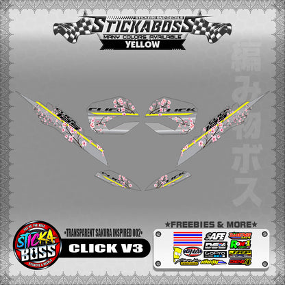 【PREMIUM UV PRINT】TRANSPARENT CLICK V3 DECALS ( SAKURA INSPIRED 002 )【WITH FREEBIES】
