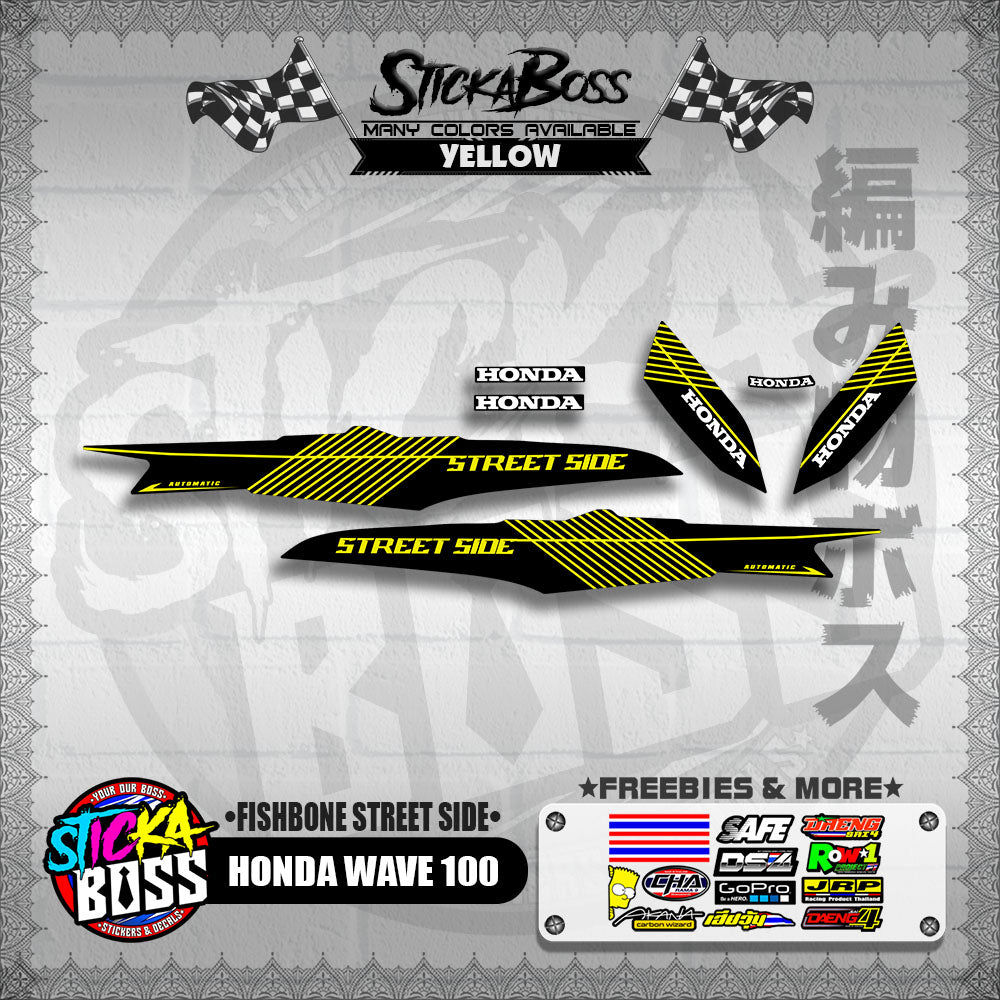 HONDA WAVE 100 DECALS ( FISHBONE STREET SIDE )【WITH FREEBIES】