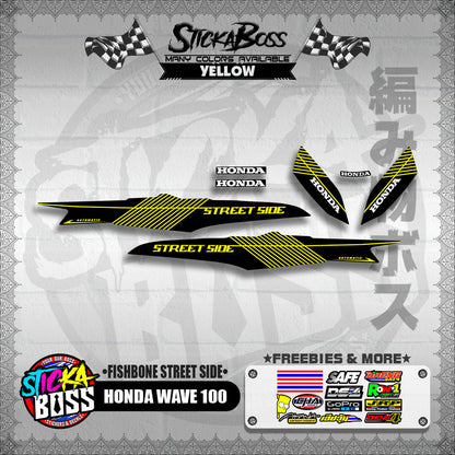 HONDA WAVE 100 DECALS ( FISHBONE STREET SIDE )【WITH FREEBIES】